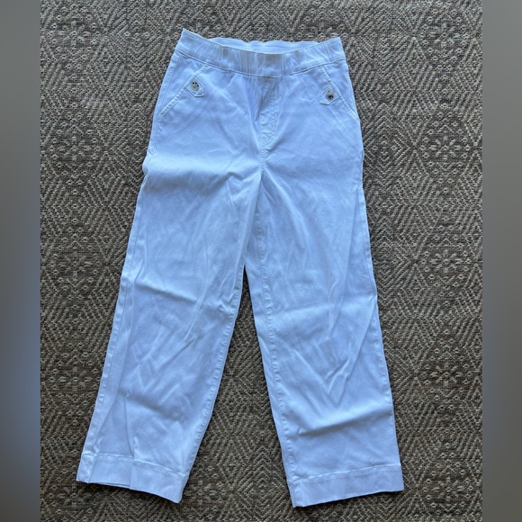 Spanx Twill Crop Wide Leg High Rise Pants White Small - Picture 5 of 10